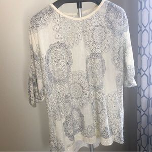 Short sleeve top, plus size, see photos, gathered sleeves, removable scarf